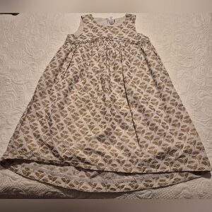 Tea Collection girls size 10 gold metallic print dress Leaf Floral Boho Cotton